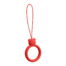 A silicone lanyard for a phone bear ring on a finger red