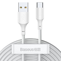 Baseus Simple Wisdom datu pārraides kabeļu komplekts no USB uz C tipa 5A (2 gab./komplekts）1,5 m balts)